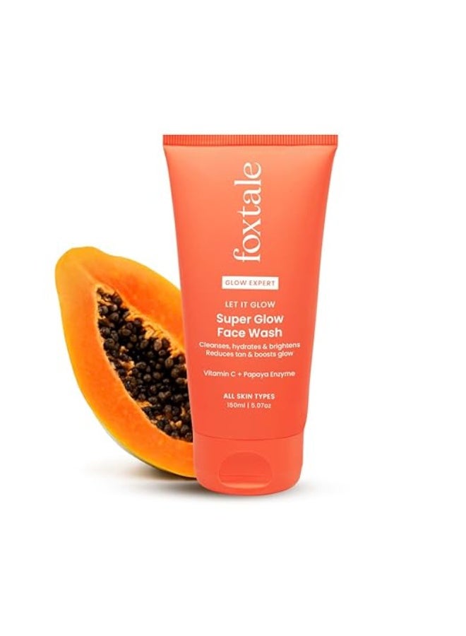 فوكستيل Foxtale Vitamin C Super Glow Face Wash with Papaya enzyme | Reduces Tan | Boosts Glow | Gently Exfoliates & Brightens Skin | Reduces Pigmentation | Face Wash for Men & Women- 150ml - Image 1